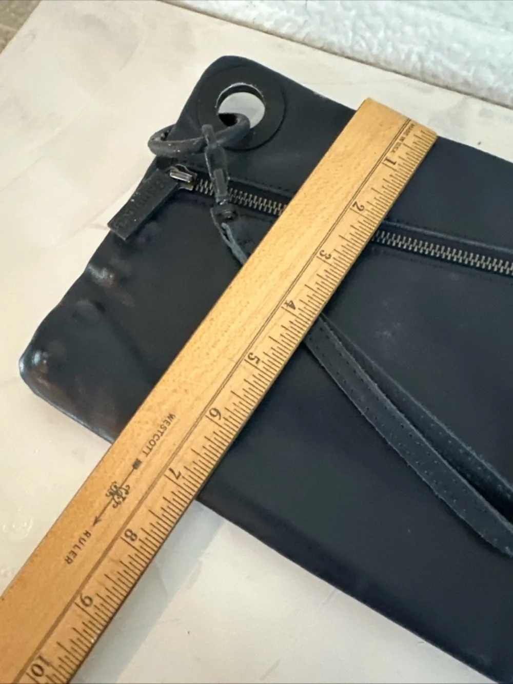 Hammitt Black Leather Wristlet Clutch with Zip Detail